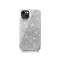 Funda con purpurina para iPhone 16 Plus (plateada)