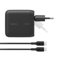 BELKIN Cargador de Red USB-C 100W con Cable USB-C a USB-C 1,5m (Negro)
