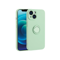 Funda para iPhone 15 con agarre para dedos (verde pastel)