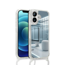 COVERME Funda Espejo iPhone 15 Plus (Cordón Blanco)